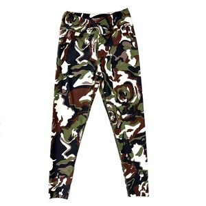 Year Of Ours Women Ankle Leggings Camo Print Size Large Military Green NICE!